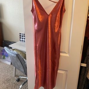 Express pink midi satin dress
